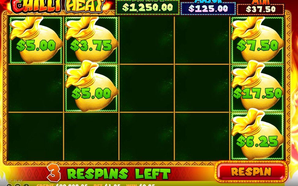 Money Respin with the grid turned dark green